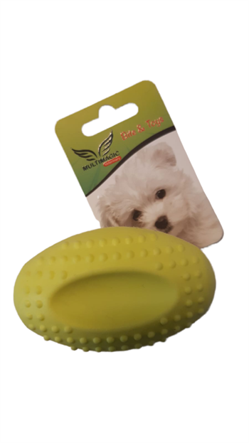 Multimagic Köpek Diş Kaşıma Oyuncağı Sert Oval Top Sarı 8 cm