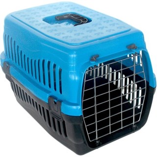 Pratik Kedi-Köpek Taşıma Kafesi Demir Kapı 48,5x32x32 cm Mavi